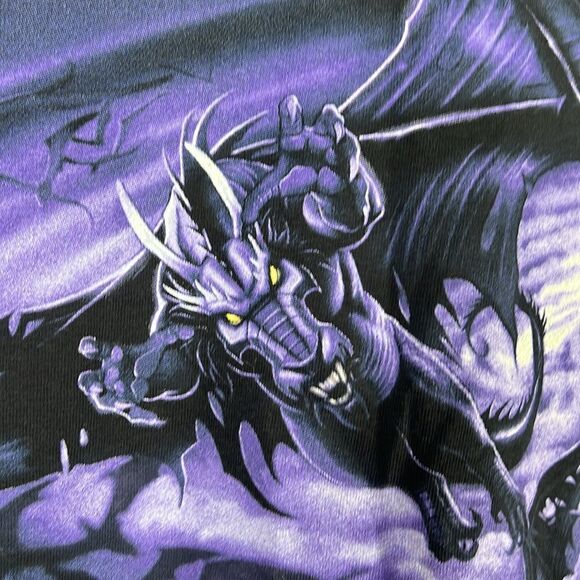 🔥💀 Vintage 2002 LIQUID BLUE Purple  Dragons AOP Horror Tee 3XL - SUPER RARE!! - Picture 7 of 9